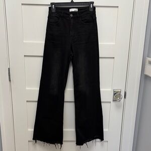 Vervet Black High-Rise Wide Leg Jeans with Raw Hem-Size 26